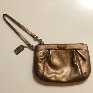 Bronze Metallic Coach Wristlet Clutch
